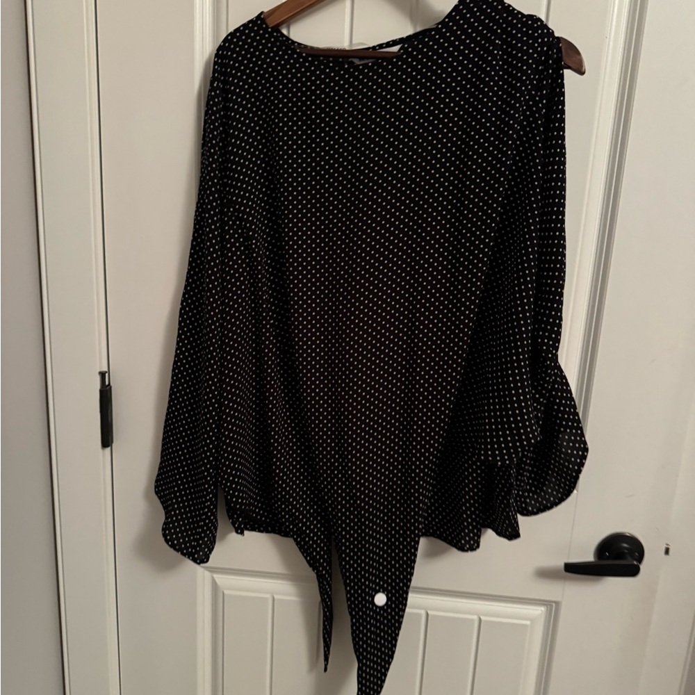 Polka dot black and white blouse size XL by Nygard